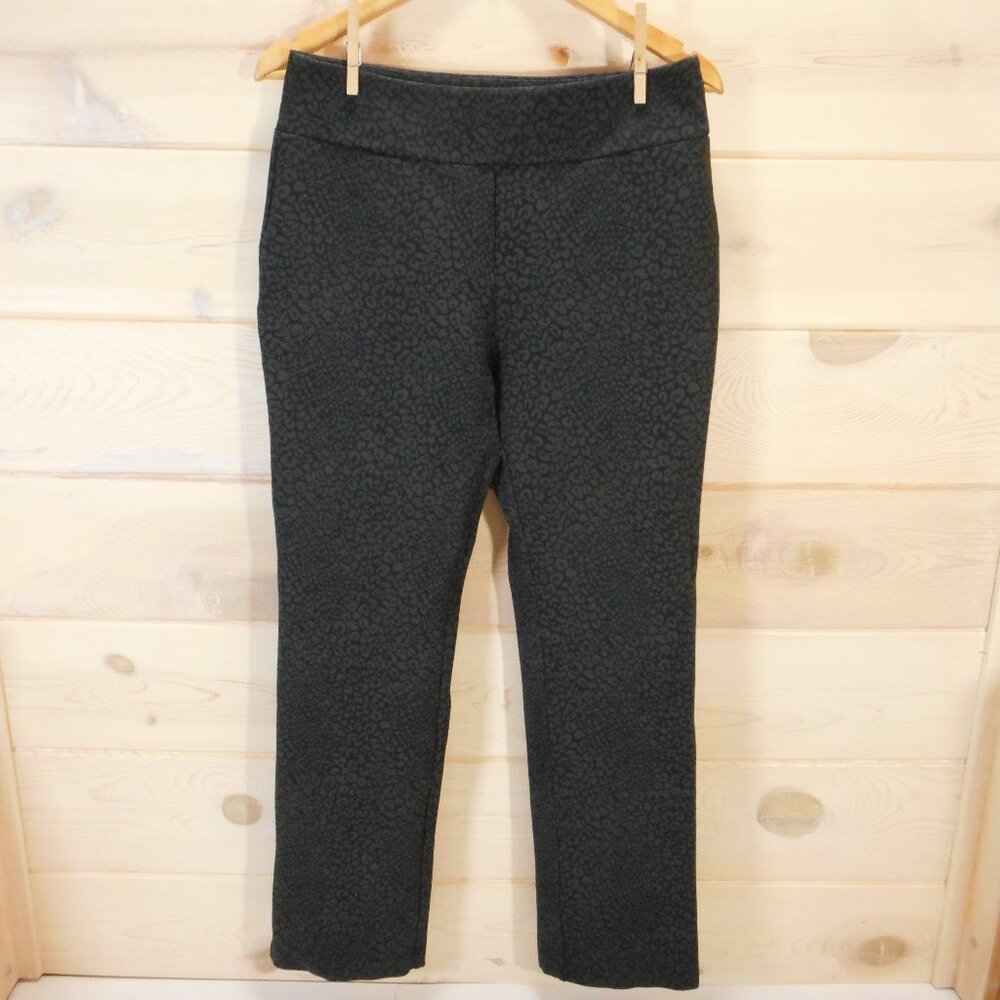 Soft Surroundings Ponte Pants Women's Size M Pull-On Black Animal Print Stretch